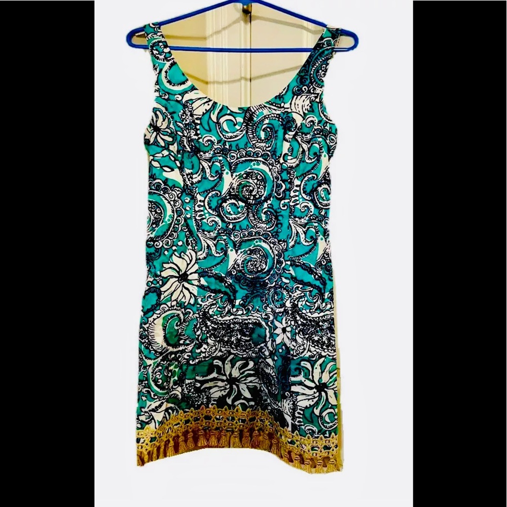 Lilly Pulitzer sleeveless dress gold tassel trim